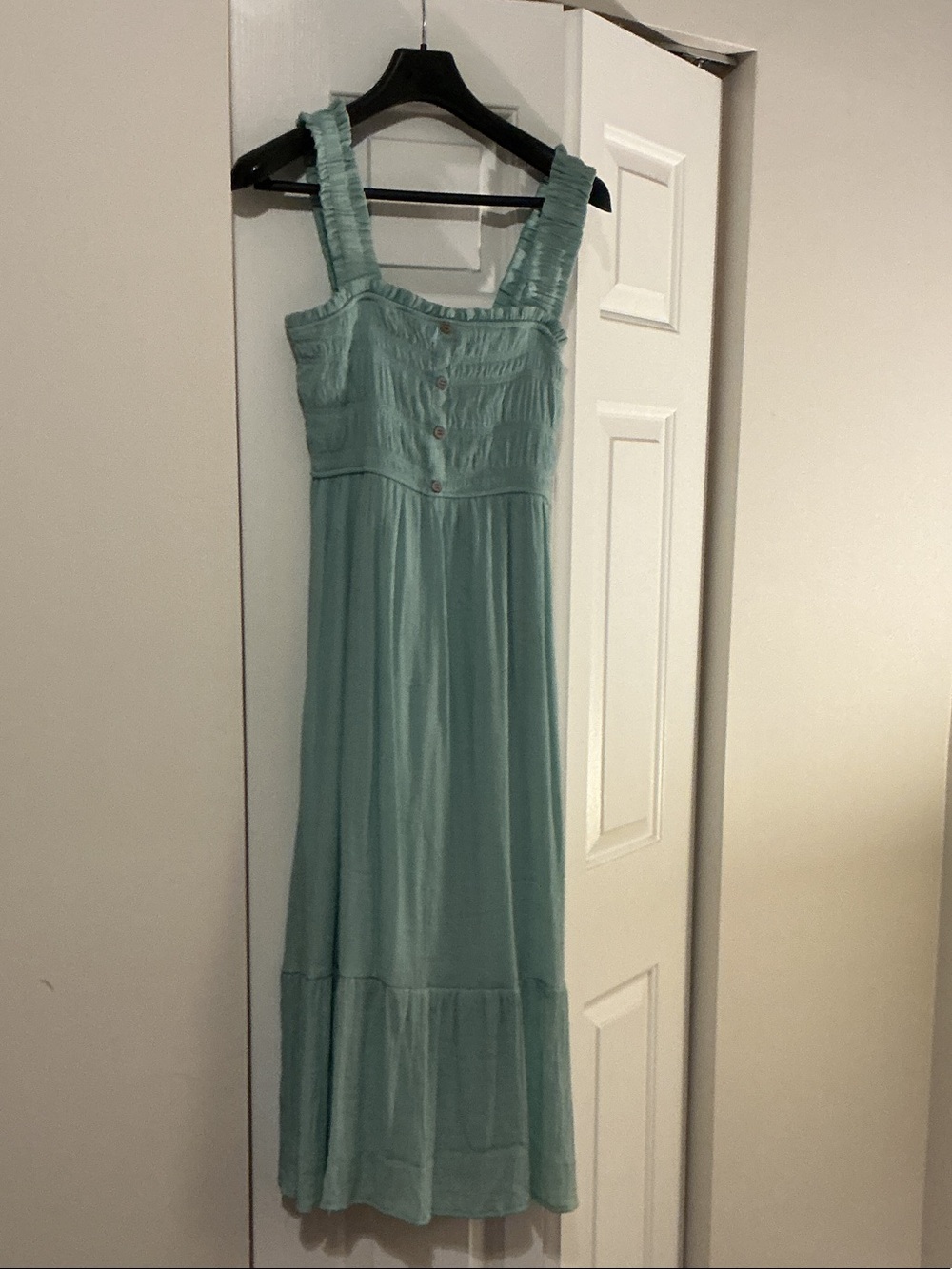 Blu Pepper Turquoise Midi Dress with Ruffled Straps